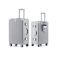 20 Inch Carry On Zipperless Luggage with Cup Holder (Silver (PC+Aluminum) / Carry on 20inch)