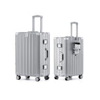 20 Inch Carry On Zipperless Luggage with Cup Holder (Silver (PC+Aluminum) / Carry on 20inch)