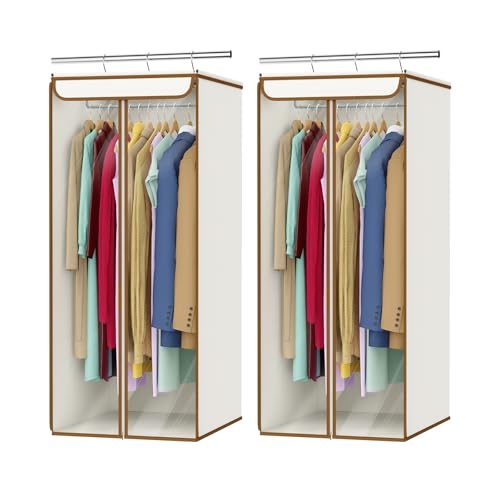 Garment Bags for Hanging Clothes (Beige / 40"-2PCS)