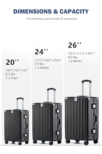 26 Inch Checked Zipperless Luggage with Cup Holder (Black (PC+Aluminum) / Checked in 26inch)