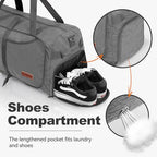 40L Foldable Duffle Bag for Travel Men & Women Carry On 22"x14"x9" Airline Approved (Textured Grey / 40L)