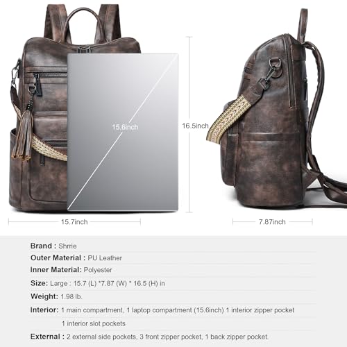 15.6 inch Laptop Backpack for Women (Two-toned Coffee)