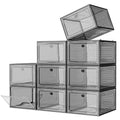 Large Thick Clear Shoe Organizer (Black / 9 pcs)