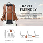 Vegan Leather Laptop Backpack for Women 15.6 inch Work Backpack Fashion Travel Backpack Purse for Business College (Crazy Horse Brown02)