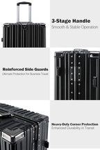 24 Inch Checked Zipperless Luggage with Cup Holder (Black (PC+Aluminum) / Checked in 24inch)