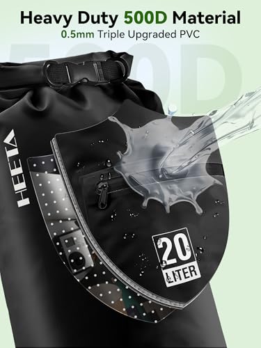 Waterproof Dry Bag Backpack with Zippered Pocket (Black / 40L)