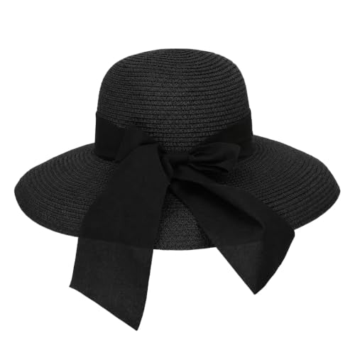 Women's Beach Straw Hat (Medium / Black)