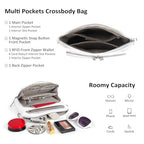 White Genuine Leather Crossbody Bags for Women Travel Wallet Purse (White)