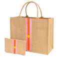 Large Beach Bag Jute Woven Pink and Red. Beach Bags for women. Versatile tote use as a Pool bag or Work tote (Red)