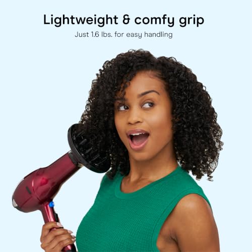 Hair Dryer with Diffuser (Burgundy / 1 Count (Pack of 1))