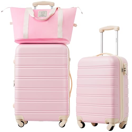 Luggage sets of 2 Piece (Luggage Set With Bags / Light Pink(20+24+bag))