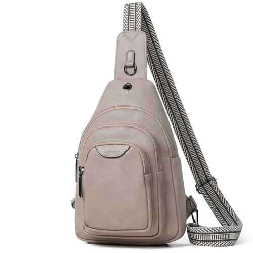 10L Crossbody Sling Bag for Women Men Anti Theft Cross Body Fanny Pack Belt Bag Purse Gifts for Women Faux Leather (10L / 10l-light Grey)