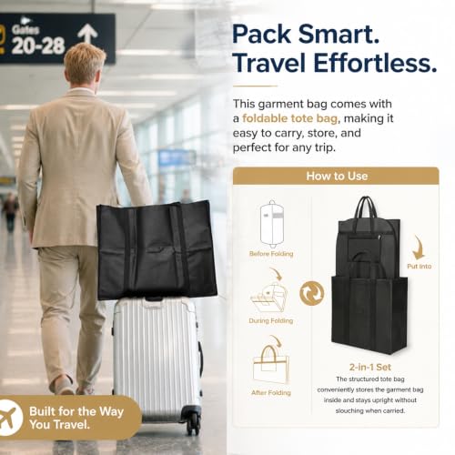 Premium Suit Bag for Travel (43inch garment bag 1 pack)