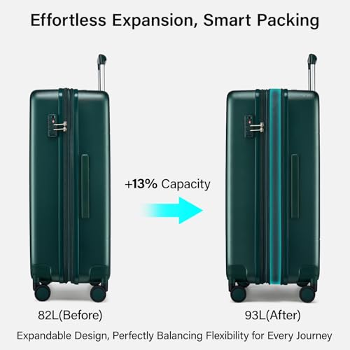 26 Inch Luggage with Spinner Wheels (Blackish Green / 26 Inch EXT)