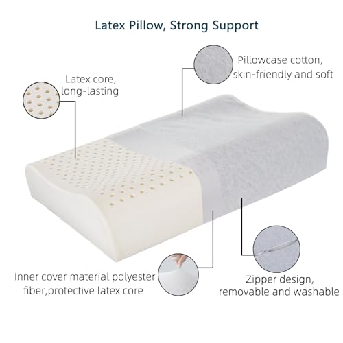 Natural Latex Foam Contour Pillows for Side (23.6"×15.7"×3.9"/4.7")