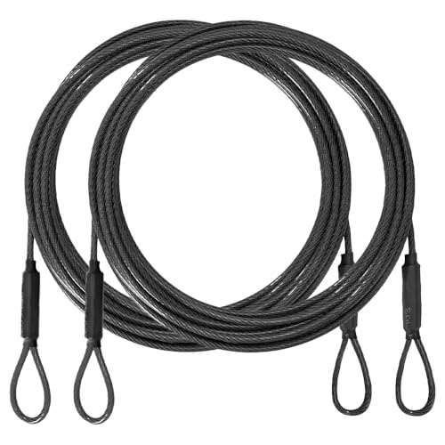 3.3mm (1/8 Inch) Outdoor Travel Security Cable-3/4/6/10/15/20/30ft Luggage Lock Safety Wire Flexible Steel Wire Rope with Double Loop Safety for Luggage, Bike, Lock (Black*2, 4ft-(2Pack) (Black*2 / 4ft-(2Pack）)