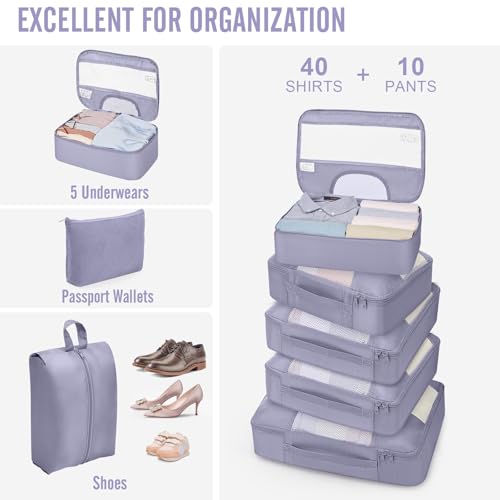 10 Set Packing Cubes for Travel Essentials (04 Purple Gray)