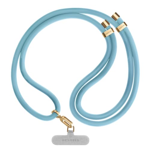 8mm Rope Cross Body Strap with Card (8mm / Baby Blue With Gold Clasp)