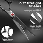 7 Inch Professional Dog Grooming Scissors Kit (Pro Black 5 in 1)