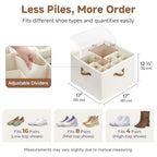 16 Pair Shoe Organizer for Closet (Beige / Medium)