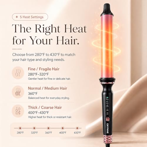 1.5 Inch Curling Wand for Loose Beach Waves (1.5" Pink&Black)