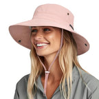 Sun Hats for Women Ponytail Wide Brim Summer Packable Cowboy Hat (One Size / Pink)
