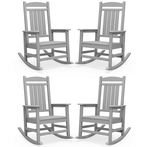 Outdoor Rocking Chair Set of 4 (Light Gray / 4 Packs)