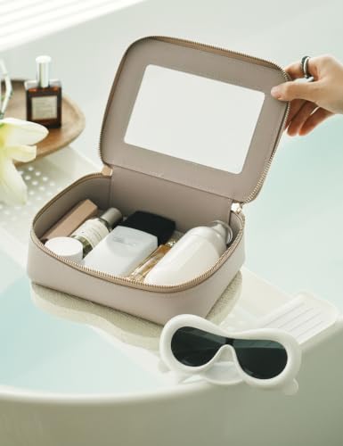 Clear Makeup Bag Travel Cosmetic Case Clear Toiletry Bag with Zipper Make Up Organizer Traveling Compact Car Bag Stone Medium (Stone / Medium Moda)