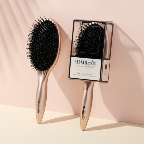 Finish & Shine Boar Bristle Brush for Detangling & Smoothing (Regular / Gold)