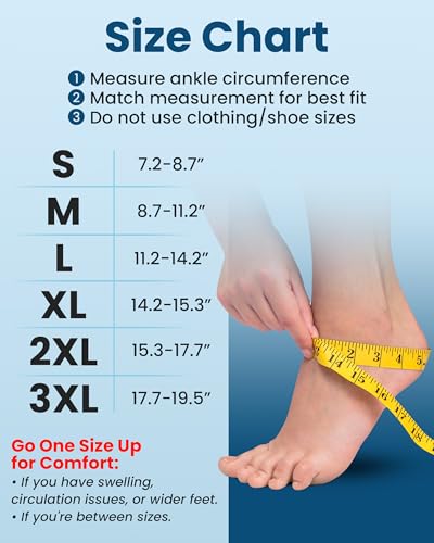 Ankle Compression Sleeve with Cooling Effect (Arctic Black / 20-30mmHg / 1 Pair / Large)