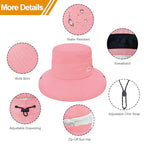 Sun Hats for Women Bucket Hat UV Protection Fishing Hat Wide Brim Safari Hats 2 in 1 Zip (1pack-pink)