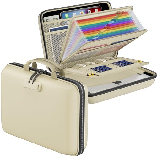 Fireproof File Organizer with Lock (15.5" x 11.5" x 3"(colorful) / Beige)