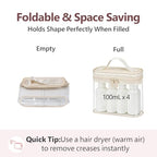 Clear Makeup Bag for Travel (Bright Beige / Mixed Size Series (1 Medium + 1 Large))