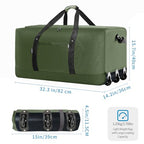 120L Foldable Rolling Duffel Bag with 3 Wheels (Large / Green)