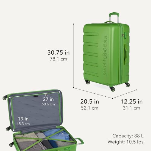 7366 Signature Hardside Expandable Luggage with Spinner Wheels (Checked-Large 27-Inch / Green)