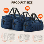 Waterproof Duffel Bag Motorcycle Dry Bag Backpack (Dark Blue / 80L)