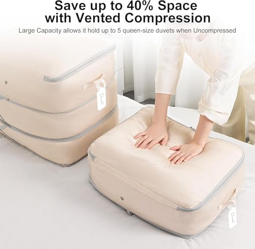 Comforter Storage Bag (Beige / 110L x 4 Pack)