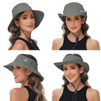 Sun Hats for Women Bucket Hat UV Protection Fishing Hat Wide Brim Safari Hats 2 in 1 Zip (1pack-dark Grey)