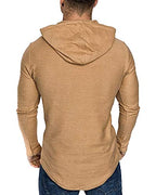 Mens Fashion Athletic Hoodies Sport Sweatshirt Solid Color Fleece Pullover Khaki L (Large / Khaki)