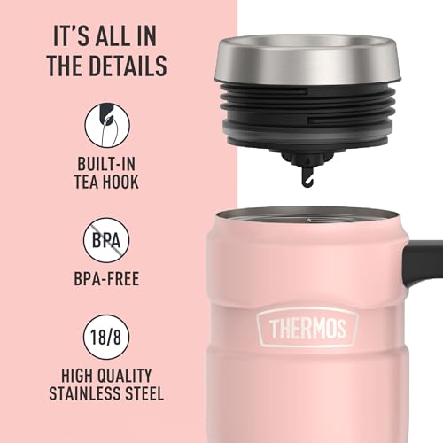 Stainless King Travel Mug with Handle (Matte Pink / 16 Ounces / Handle)