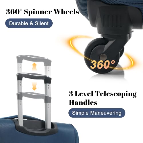4 Piece Expandable Luggage Set (Softside Luggage(22/26/30) / Deep Blue+18IN)