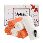 Wash Cloths 6 Pack (White & Orange / 13x13 inch-6 Pack)