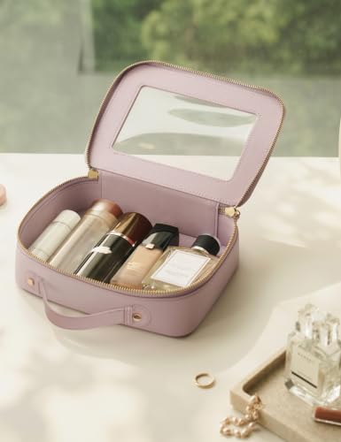 Clear Large Makeup Bag Mahjong Tile Bag with Zipper & Handle Purple (Purple / Large Luxe)