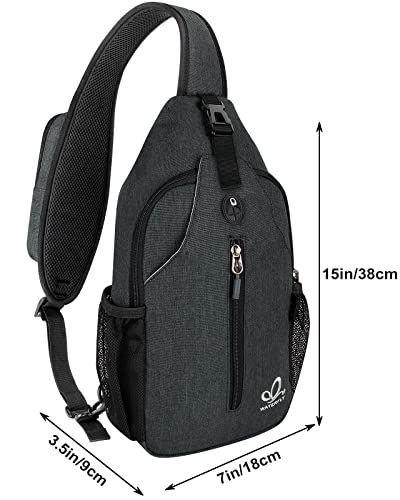 Crossbody Sling Backpack Sling Bag Travel Hiking Daypack (Z-hemp Black / Small)