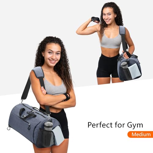 Gym Bag for Women & Men (Textured Blue / Medium - 20 x 10 x 10″)