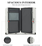 Super Large Aluminum Frame Zipperless Checked Luggage Front Pocket (B4-Ivory White / 30in)