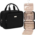 Travel Toiletry Bag for Women Hanging Organizer Makeup Case Pockets (Black / Medium)