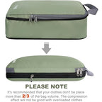 4 Set/6 Set/8 Set Compression Packing Cubes Travel Accessories Expandable Packing Organizers (Cloth Pattern, 4-Matcha Green) (4-Matcha Green / Cloth Pattern)