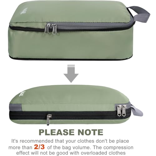 4 Set/6 Set/8 Set Compression Packing Cubes Travel Accessories Expandable Packing Organizers (Cloth Pattern, 4-Matcha Green) (4-Matcha Green / Cloth Pattern)
