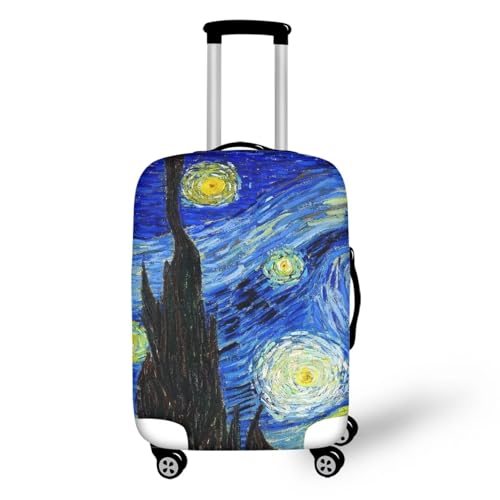 Starry Night Print Travel Luggage Cover Elastic Baggage Protector for Women Girls (L(for 26-29 inch luggage) / Blue Starry Night)